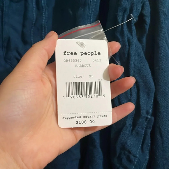 FREE PEOPLE- cozy nights button down top - in the color Harbor - NWT - Picture 6 of 8